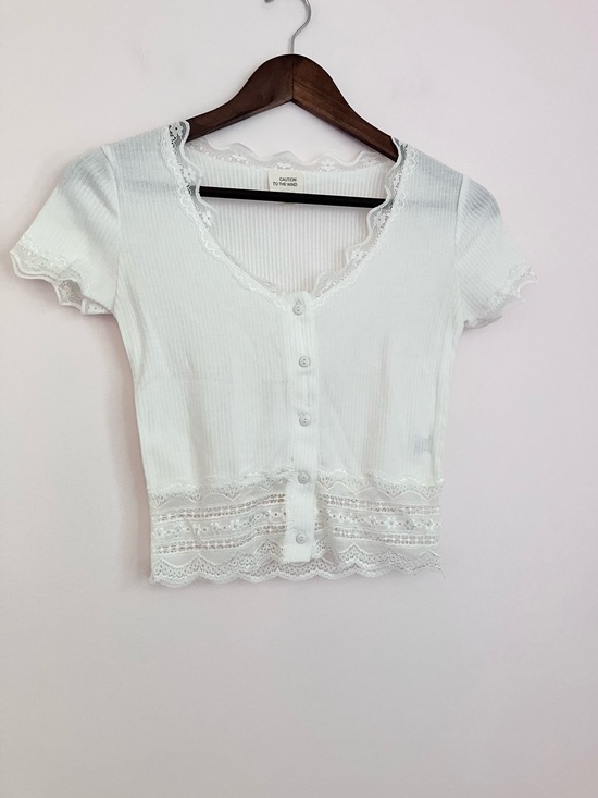 Caution To The Wind Tops - Coquette Crop Top